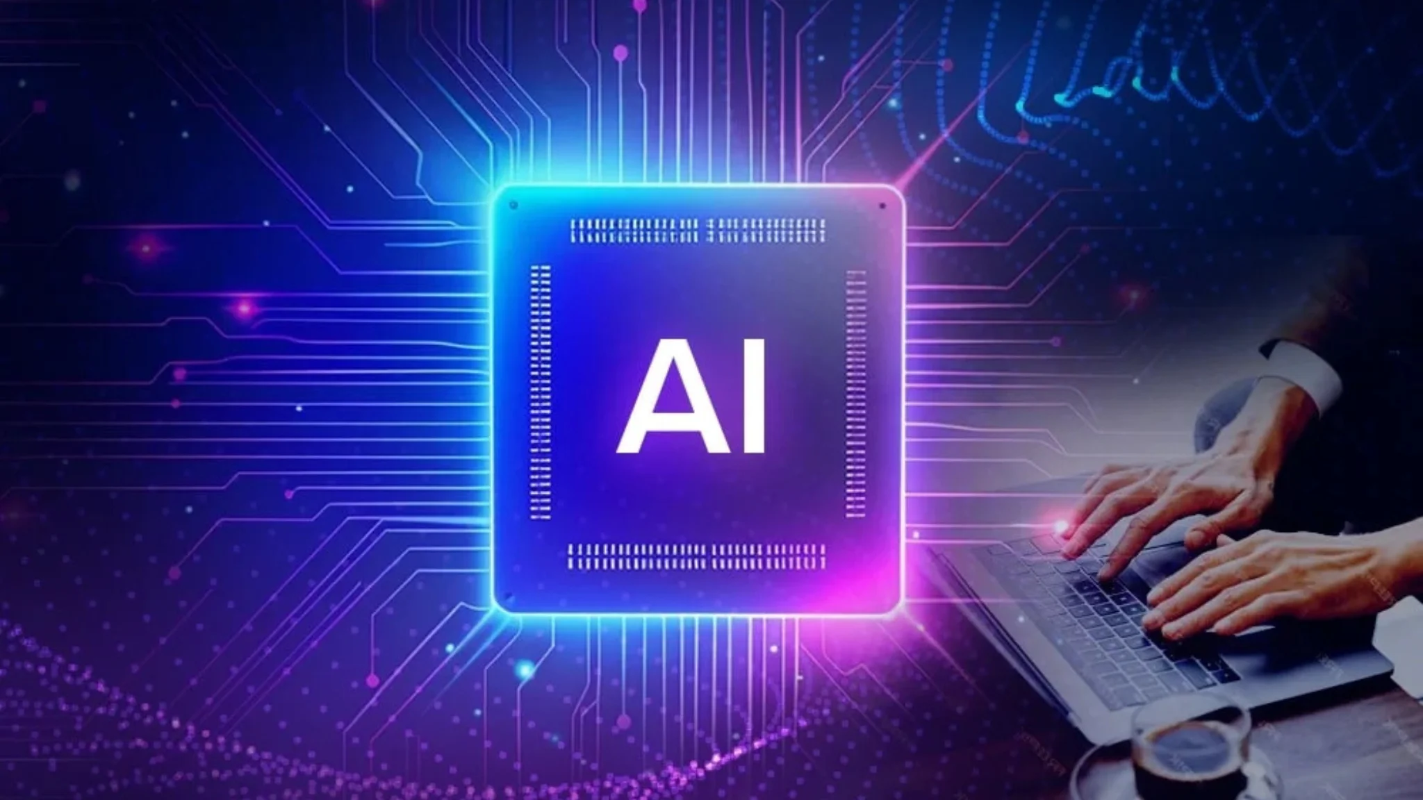 Illustration of AI and machine learning technologies transforming enterprise operations and decision-making processes.