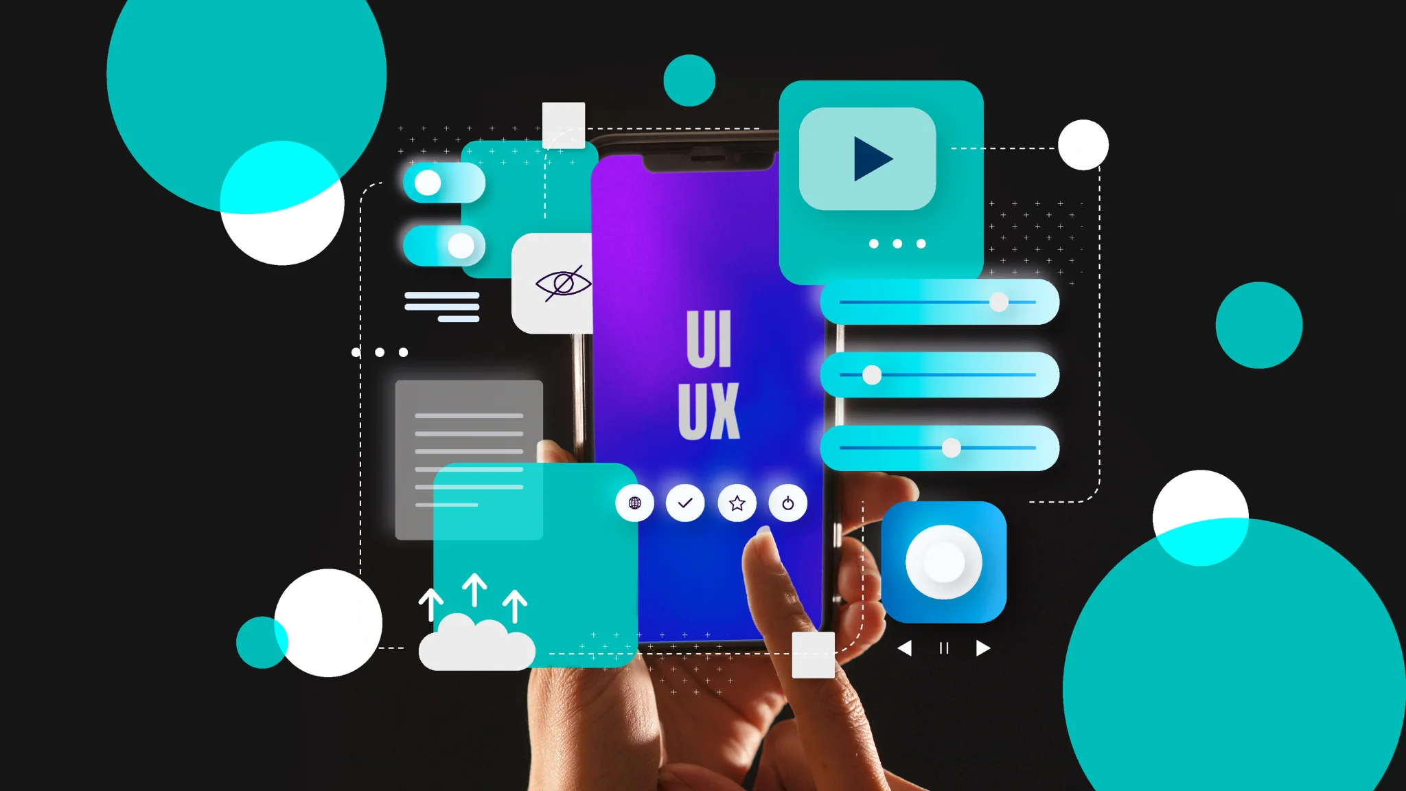 A visual representation of the UX design process, showcasing stages like research, design, testing, and implementation.