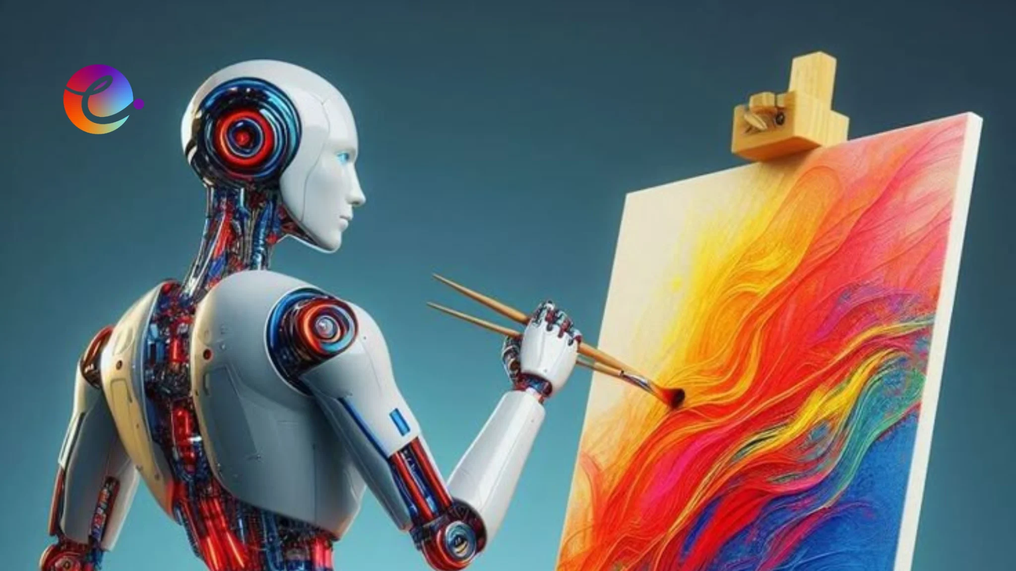 A digital artwork showcasing the fusion of artificial intelligence and creativity in the art world.