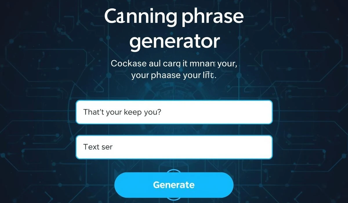 Visual of a coding phrase generator interface with examples of coding phrases and options for users.