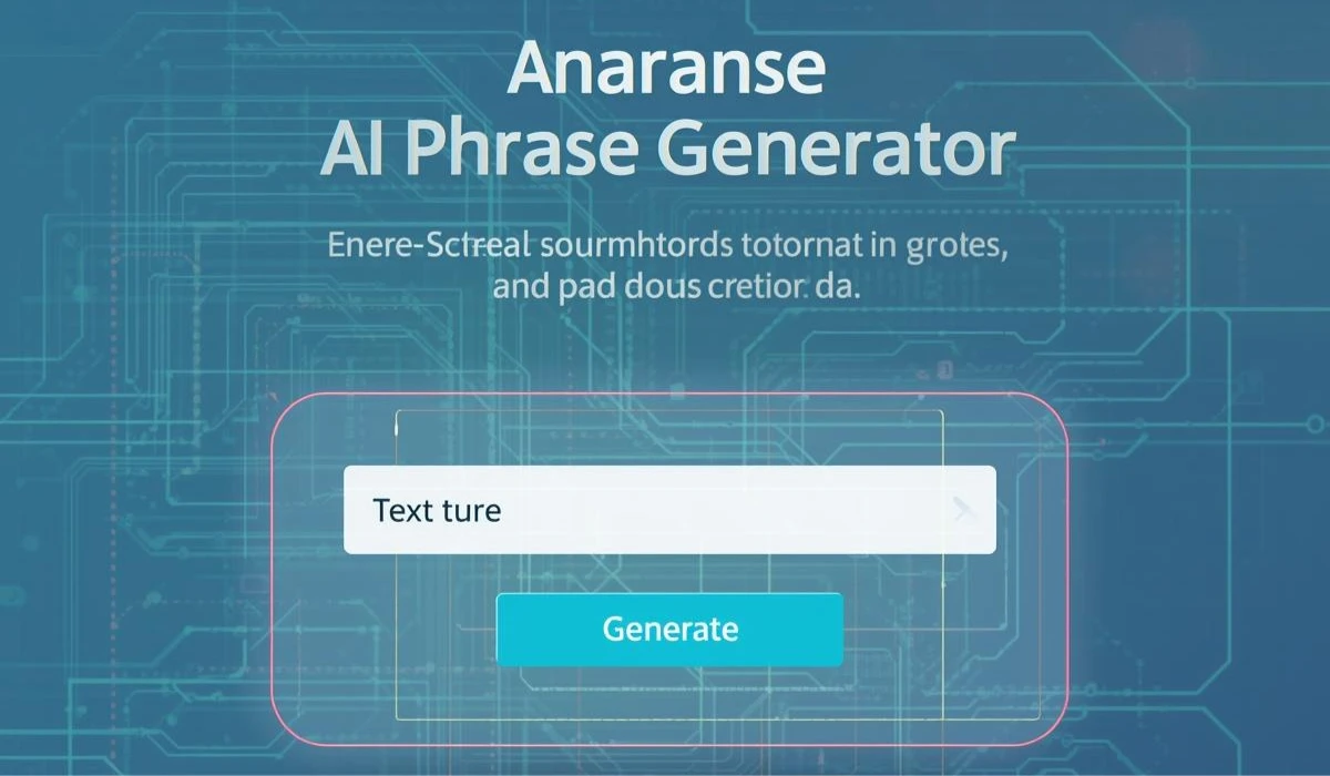 Image of a digital interface displaying the Anarase AI phrase generator tool in action.