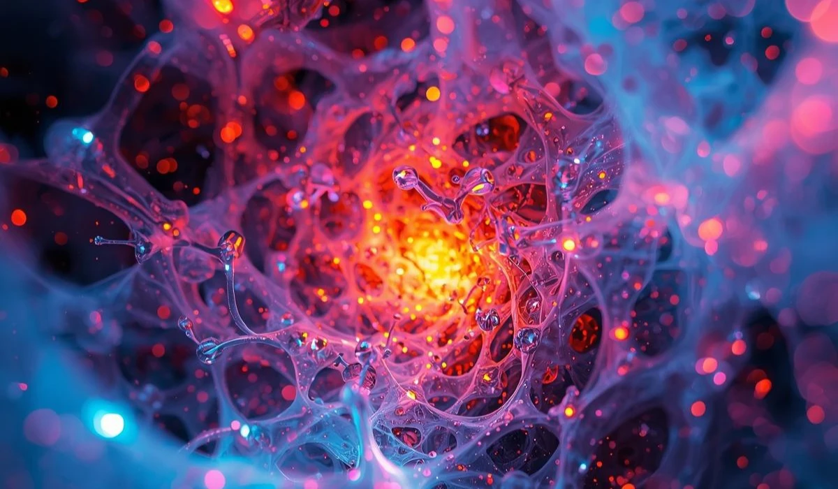 A vibrant, abstract close-up image featuring a mix of colors and shapes blending together artistically.