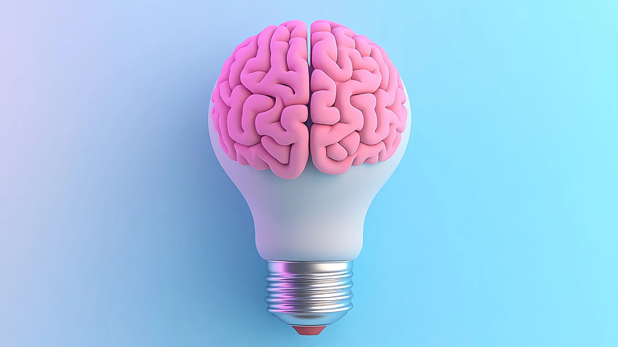 A light bulb with a brain inside, symbolizing creativity and innovative thinking.