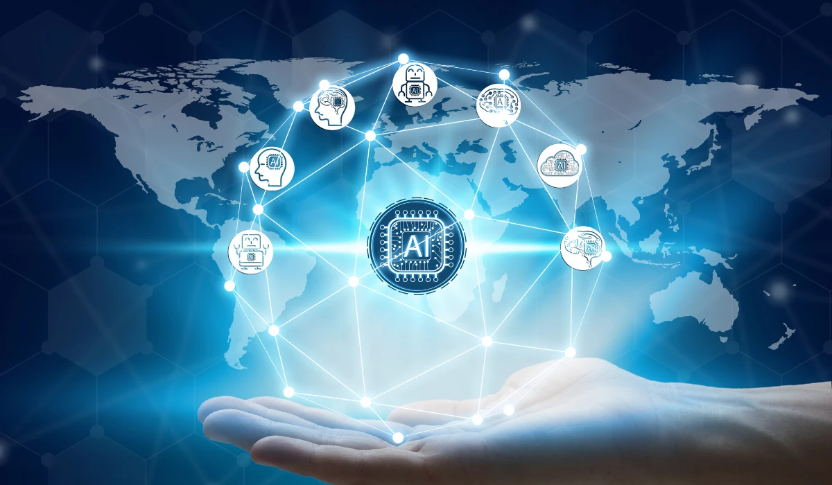 A brain displayed on a computer screen against a blue background, symbolizing technology and neuroscience.