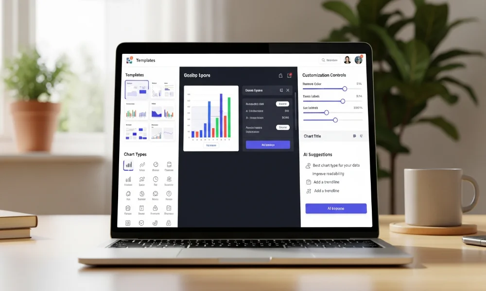 Laptop displaying a data visualization app