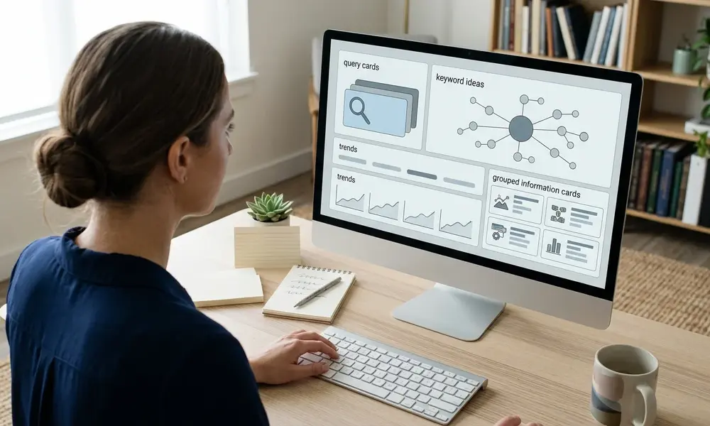 SEO specialist reviewing keyword ideas and trends-Claude SEO prompts