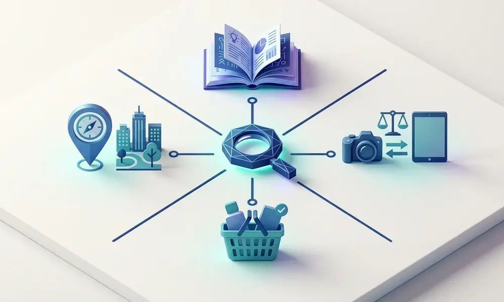 Search intent types: informational, transactional, commercial, and local.