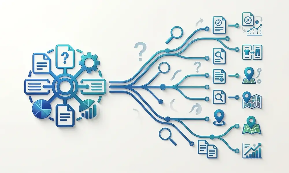 Central pillar page connected to supporting article nodes-Claude SEO prompts