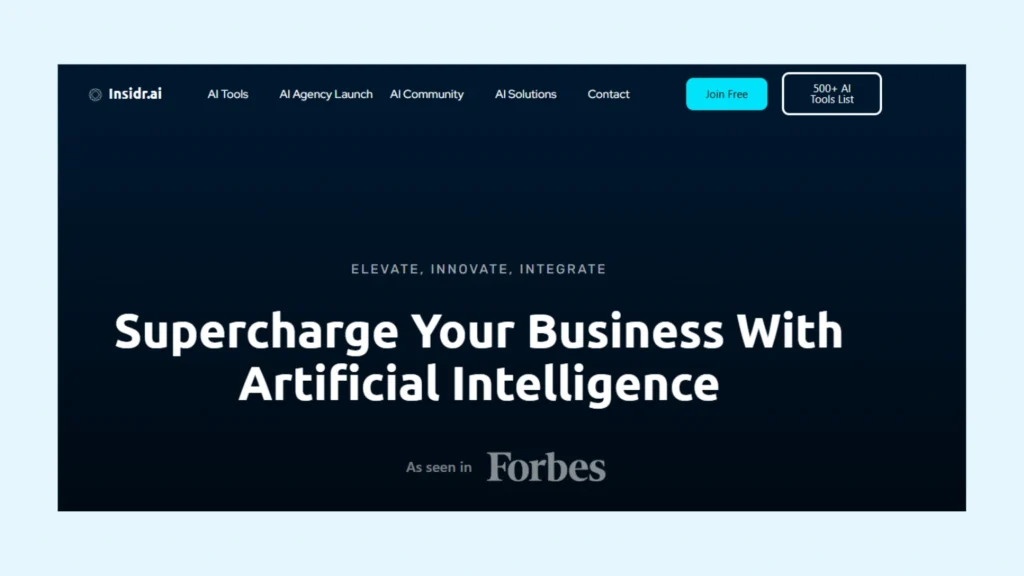 SS of the home page of Insidr.ai, an AI comparison tool.