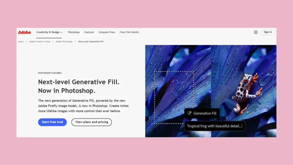 A blue bird perched on a branch, displayed on the Adobe website, showcasing vibrant colors and intricate feather details.