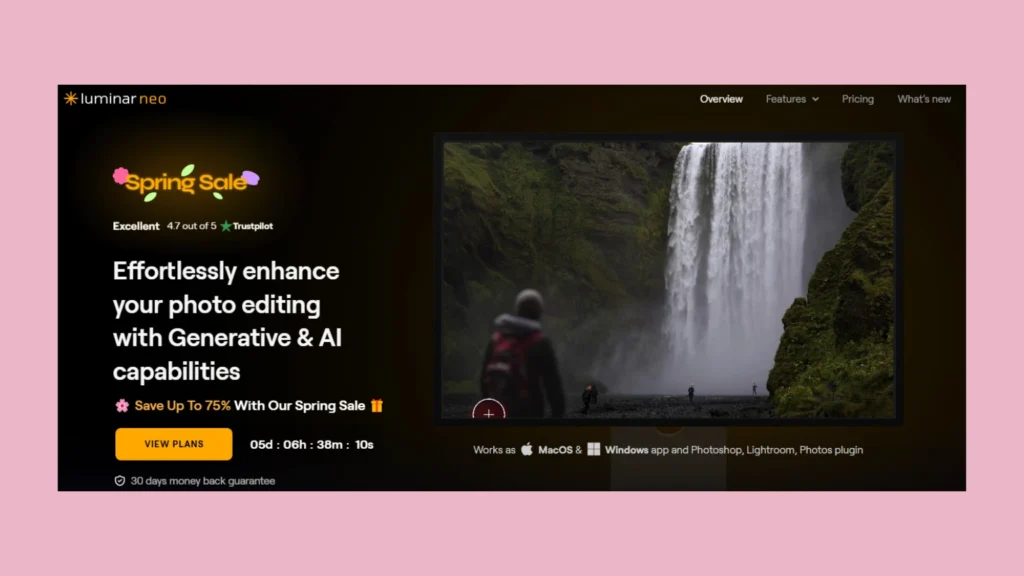 Screenshot of a website showcasing a free photo editor interface with various editing tools and options visible.