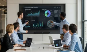 Team analyzing AI-driven campaign analytics