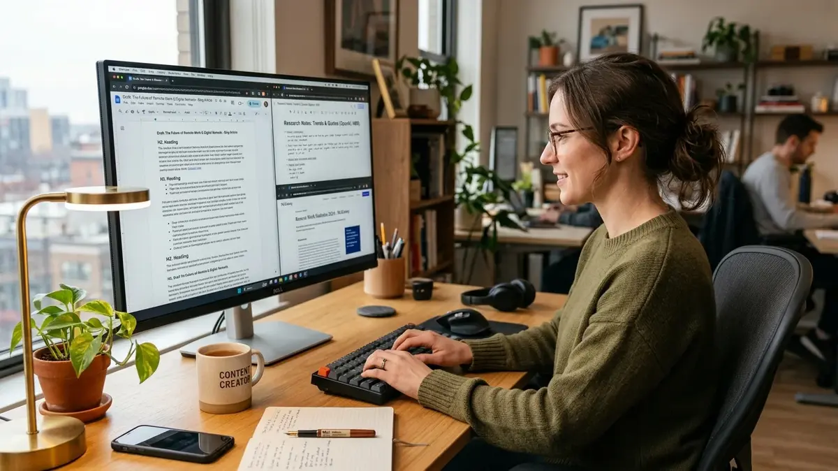 Content creator writing a blog article Claude prompts for writing